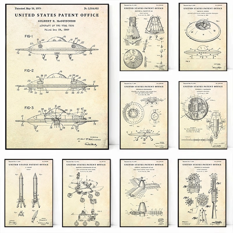 Vintage Flying Saucer UFO Blue - огляд і ціна Star Map Poster